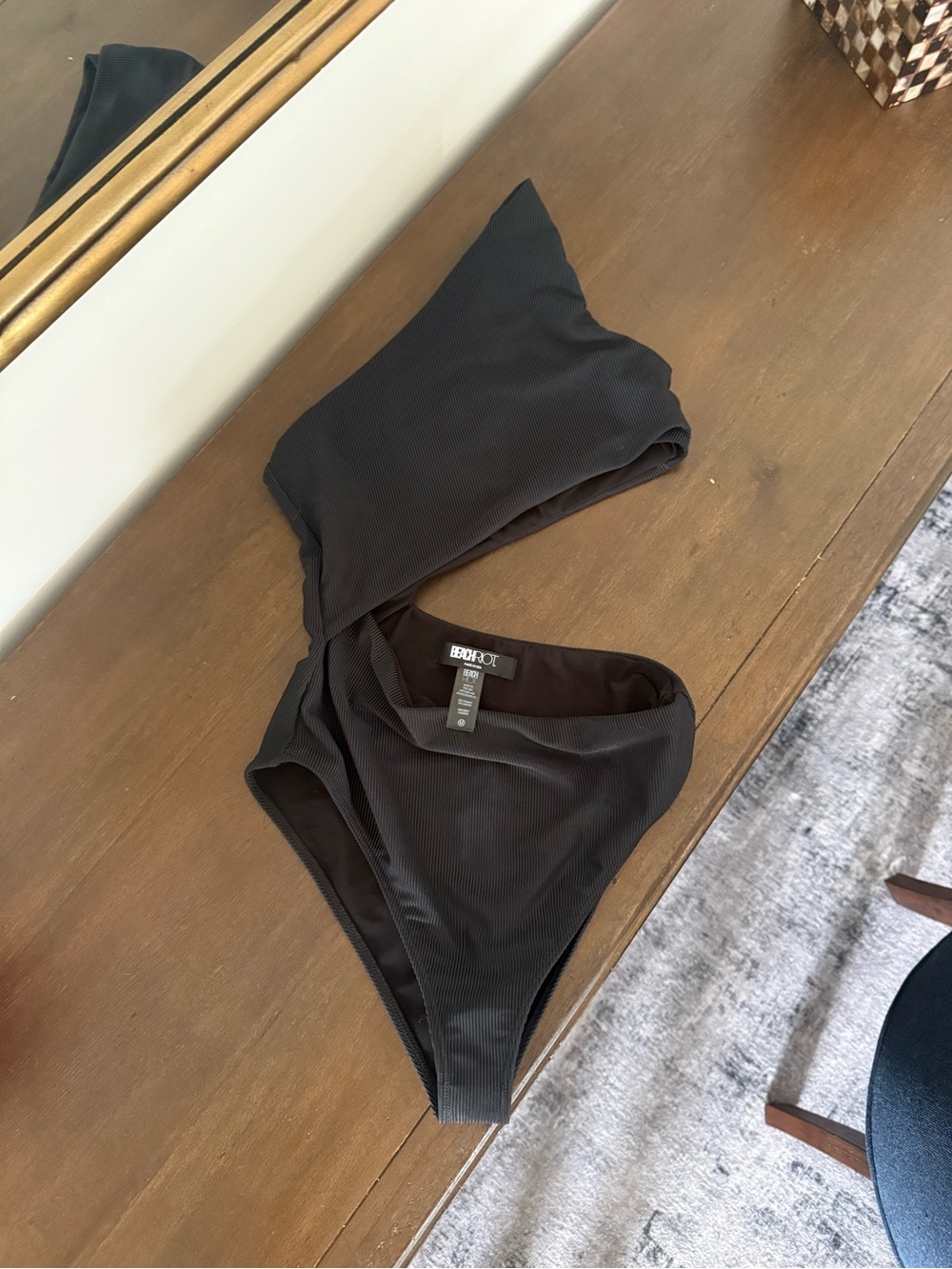 Beach Riot Black Ribbed High-Waist Bikini